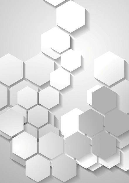 Hellgrauer Tech-Hintergrund mit Sechsecken Vektordesign
