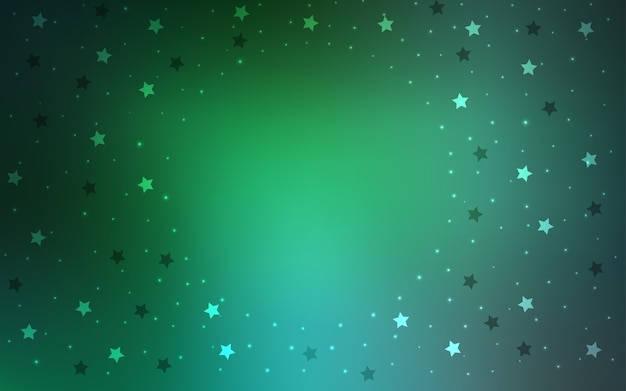 Hellgrüner vektorplan mit hellen sternen