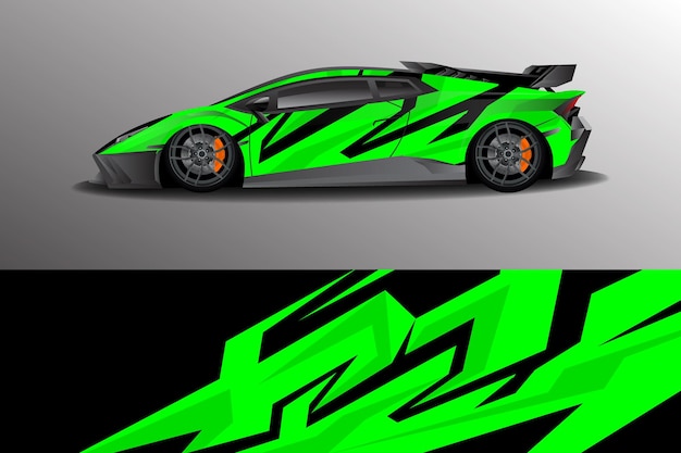 Vektor hellgrünes rennwagen-wrap-design