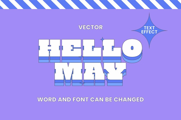Hello may retro text-stil-effekt bearbeitbar