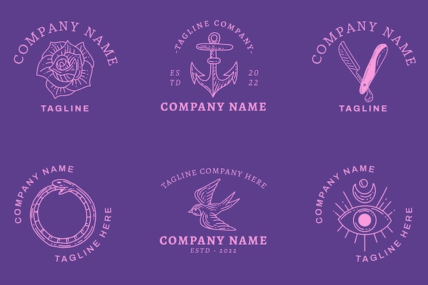 Hellviolette minimalistische mystische logo-vorlagen mit element auf pastell