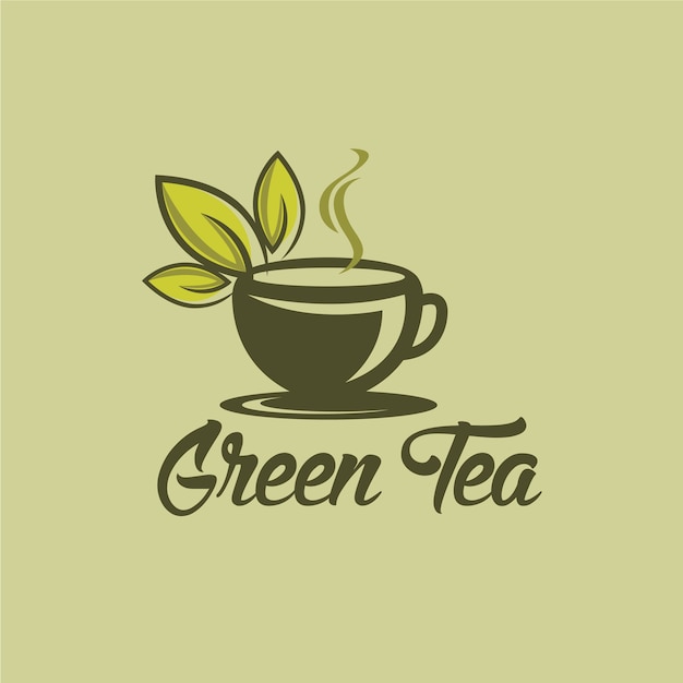 Herbal green tea cup logo