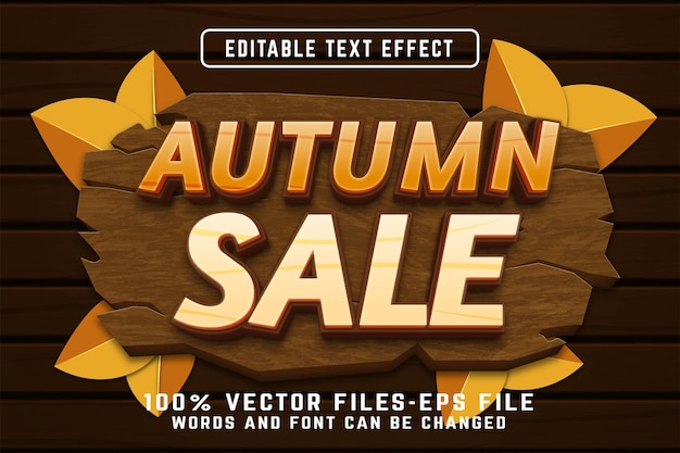 Herbst 3d bearbeitbarer Texteffekt Premium-Vektoren