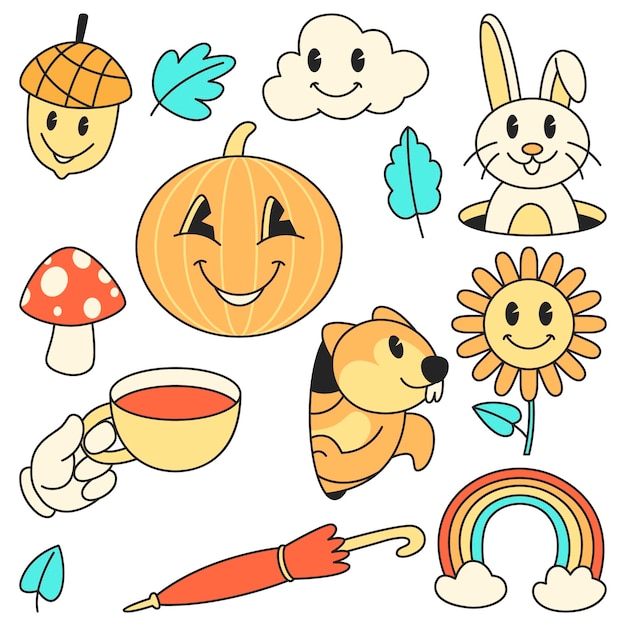 Herbst-cartoon-icon-set