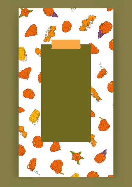 Vektor herbst-design-vorlage handgezeichnete kürbisse flache vektorillustration