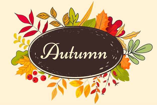 Herbst-lebel-banner mit saisonalem herbstlaub-hintergrund