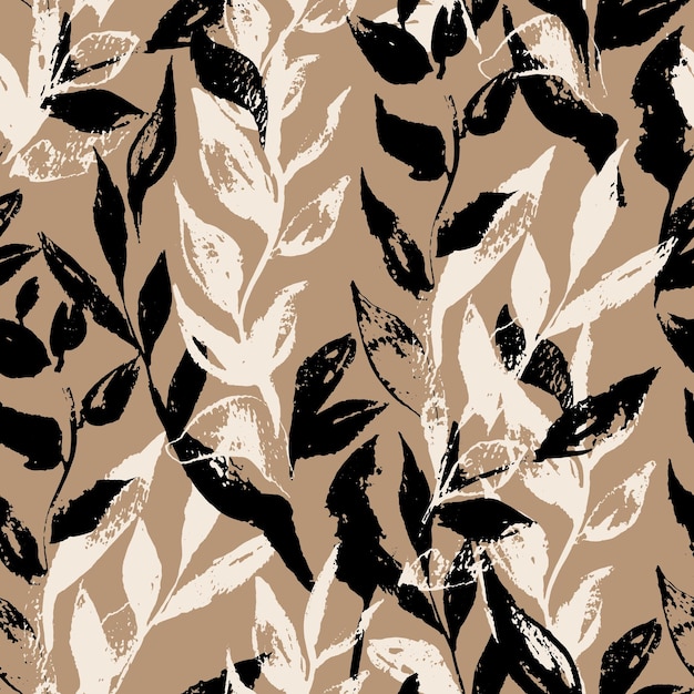 Herbst-Monochrom-Blätter. Dekoratives nahtloses Muster. Sich wiederholender Hintergrund. Kachelbarer Tapetendruck