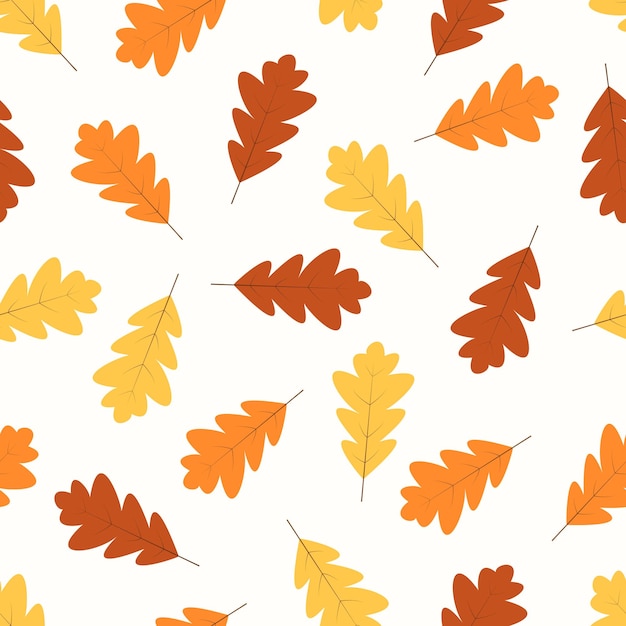 Herbst Musterdesign gelbe und rote Eichenblätter und Eicheln fallen im Herbst