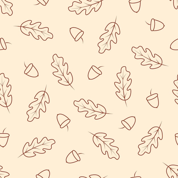 Herbst nahtlose Muster Eichenlaub und Eicheln fallen Vektor Hintergrund Illustration