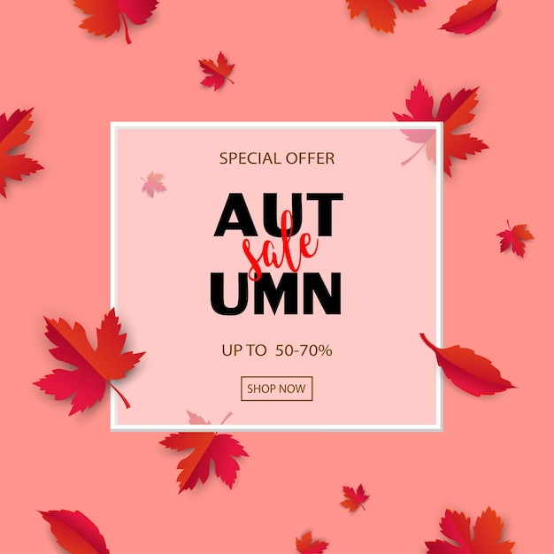 Herbst- oder Herbstverkaufshintergrund mit Blättern für EinkaufsförderungwebsiteWerbung oder Banner