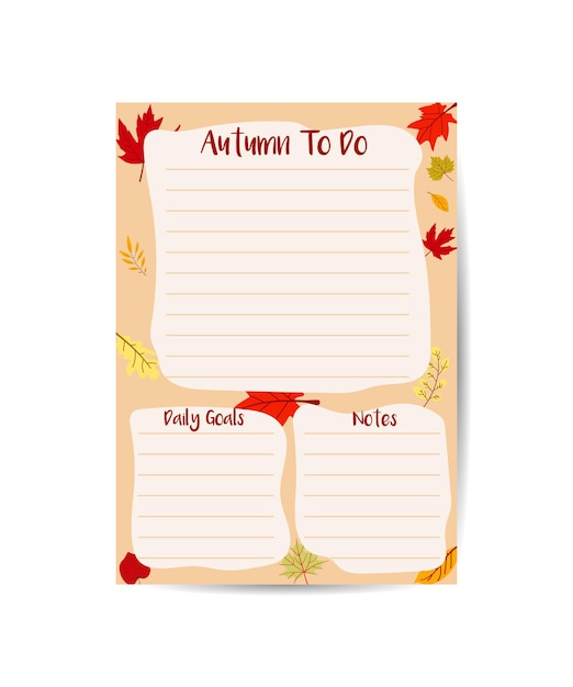 Herbst-Planerblatt Herbst-Todo-Liste Planer einfügen oder Notizseitenvorlage To-Do-Listen-Zeitplan-Tracker