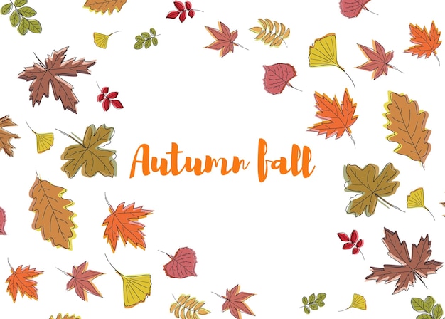 Herbst rot orange gelb braun Eiche und Ahornblätter Eckrahmen Herbst Herbst Vektor-Illustration
