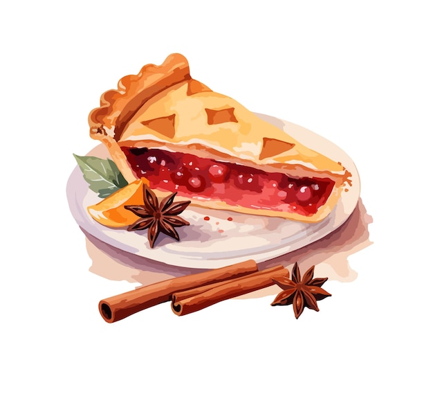 Vektor herbst-zimt-anis-stück von kuchen-vektor-clipart-illustration mit isoliertem hintergrund