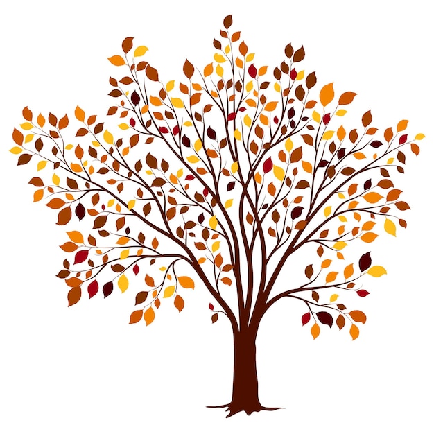 Herbstbaum mit buntem Blattvektor