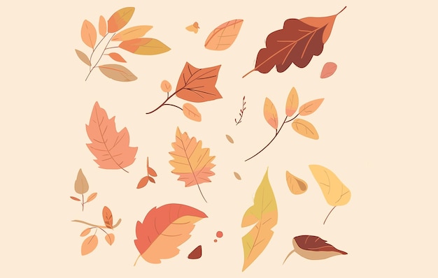 Herbstblätter-Set. Herbst-Designelement. Herbstblätter. Flache Illustration