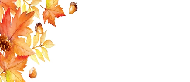 Herbstblatt-Natur-Banner Hintergrund der Herbstblätter Saison floral horizontale Vektor-Illustration