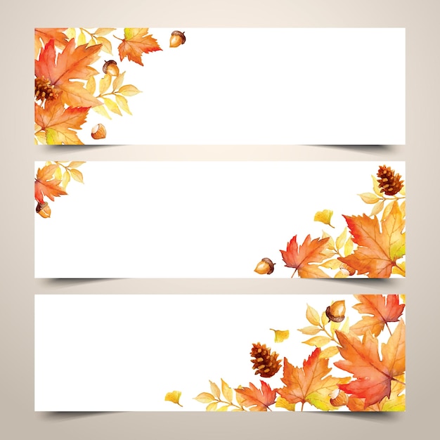 Herbstdesign mit blatthintergrundfahnenkarte und plakatdesign