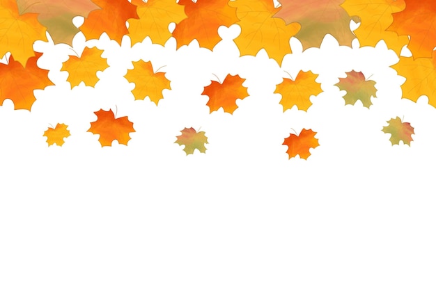Herbsthintergrund mit ahornaquarellblättern. ahornblatt mit aquarelleffekt, herbstlaub