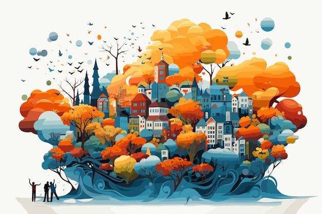 Vektor herbsthintergrund mit herbstblättern warmer farbenfroher hintergrundvektor und illustration