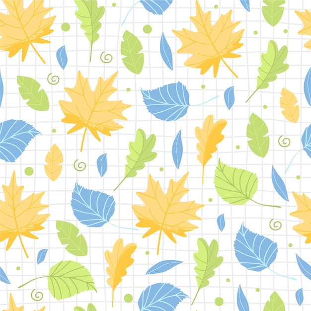 Herbsthintergrund Nahtloses Muster mit verschiedenen Blättern des Herbstes
