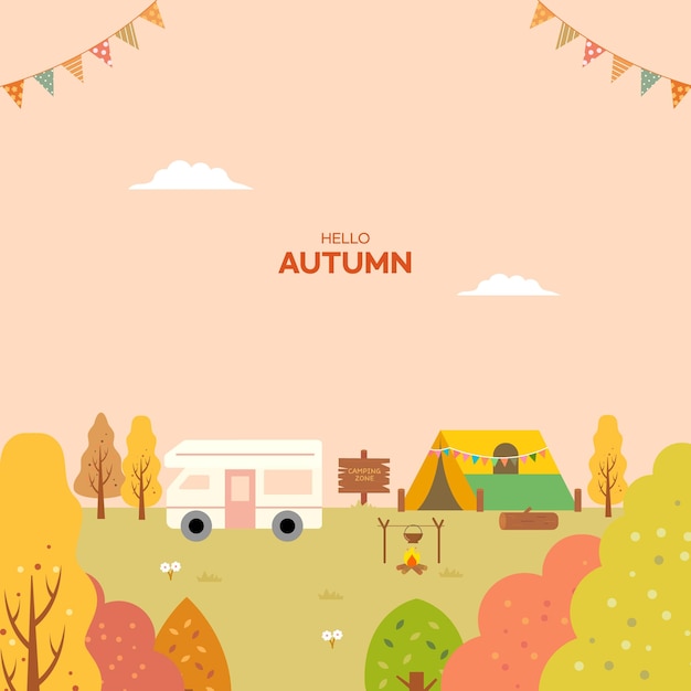 HerbsthintergrundillustrationCamping
