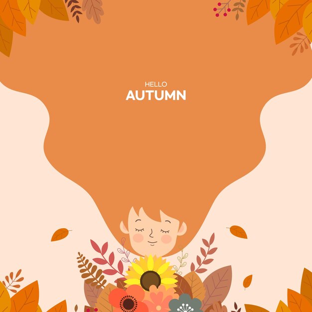 Herbsthintergrundillustrationein Mädchen, das den Herbst genießt