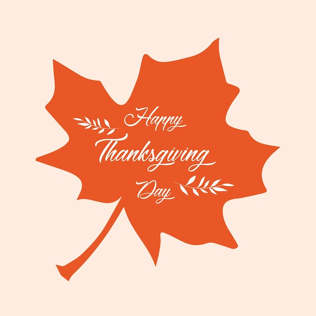 Herbstillustration mit Text Happy Thanksgiving Day auf dem Hintergrund des Ahornblatts zum Erntedankfest