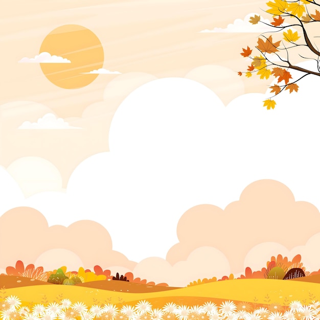 Herbstlandschaft mit goldenen Feldern und sonnigem Himmel