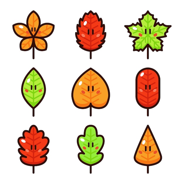 Herbstlaub cartoon-vektor-illustration-set