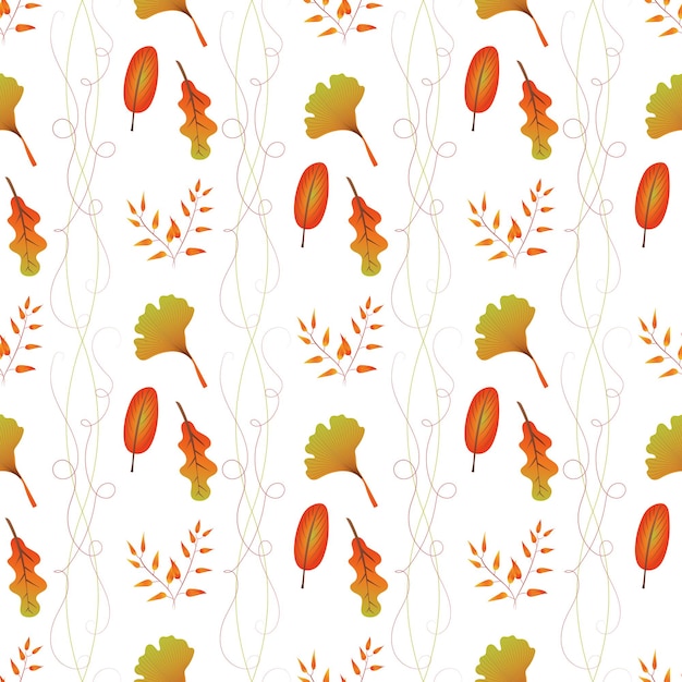 Herbstlaub muster nahtlose abstrakte herbstbaumblätter und locken von kräutern an endlosen