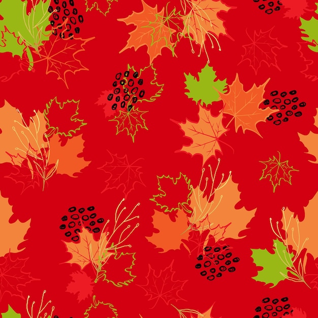 Herbstlaub Vektor nahtlose Hintergrundmuster für Stoffe, Drucke, Verpackungen und Postkarten