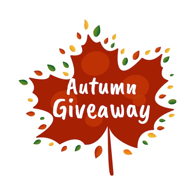 Herbstliches giveaway-design mit dekorativen kürbissen, eicheln und bunten blättern