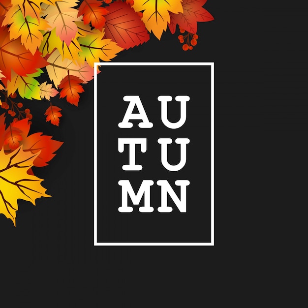 Herbstsaisondesign mit dunklem Hintergrundvektor