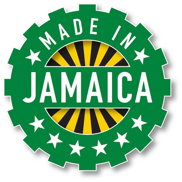 Vektor hergestellt im farbstempel der jamaika-flagge. vektor-illustration