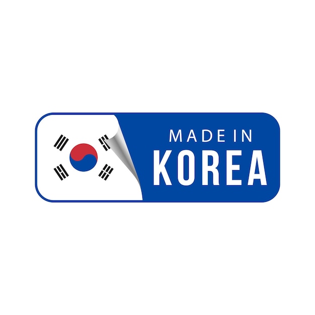 Hergestellt in korea. vektorillustration für etikett, aufkleber, logo, symbol, siegel, emblem und produktverpackung