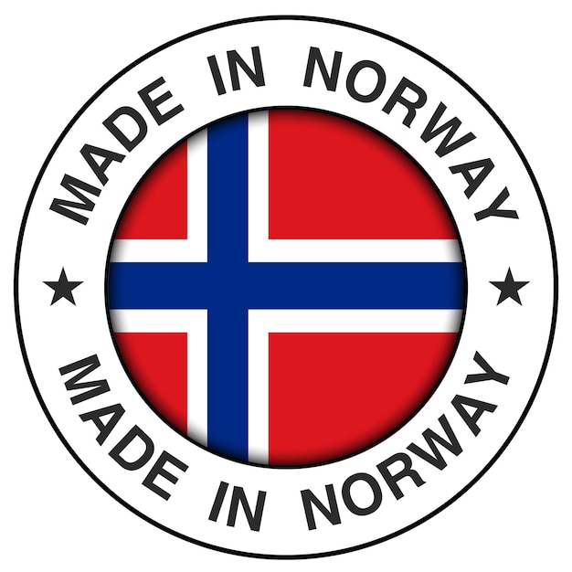 Hergestellt in norwegen-symbol, kreisknopf.