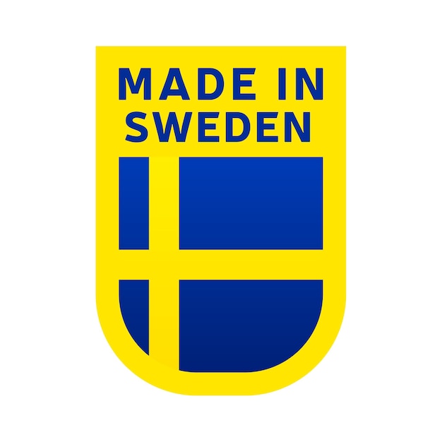 Hergestellt in schweden-symbol. nationale länderflagge stempelaufkleber. vektor-illustration einfaches symbol mit flagge