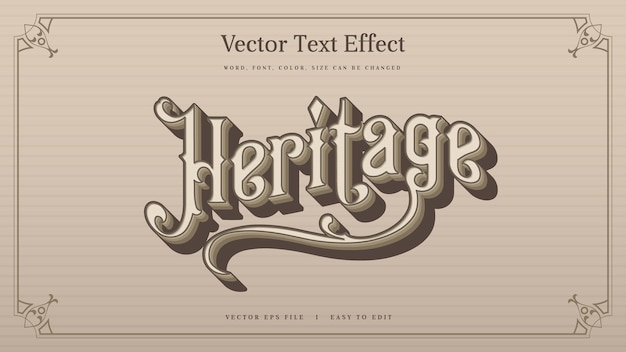 Vektor heritage retro vintage texteffekt editierbar