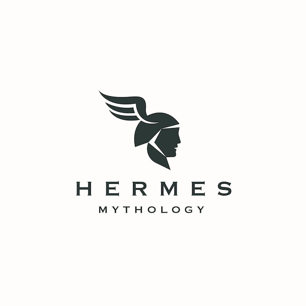 Hermes olympischer altgriechischer gott-logo-ikonen-designschablonen-flachvektor