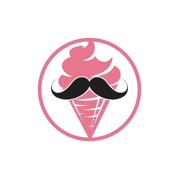 Herr Eiscreme-Vektor-Logo-Design. Eis mit Schnurrbart-Symbol-Logo-Design.