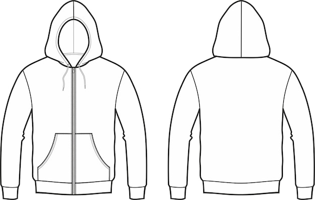 Herren-kapuzenjacke, modische cad-vektorillustration