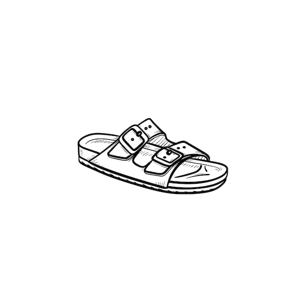 Vektor herren sandale handgezeichnete umriss doodle symbol. sommer, urlaub, ferien, mode, hausschuhe, komfortkonzept