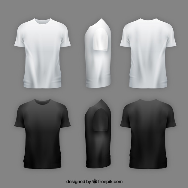 Herren T-Shirt in verschiedenen Ansichten mit realistischem Stil