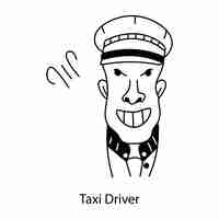 Vektor herunterladen sie den doodle-avatar eines taxifahrers