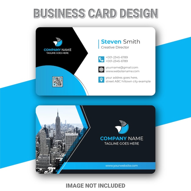 Hervorragende designvorlage für doppelseitige blaue visitenkarten