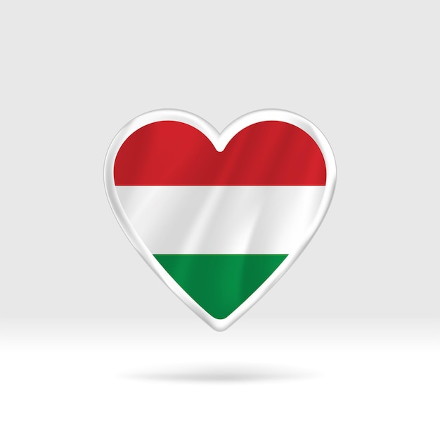 Herz aus Ungarn-Flagge. Stern- und Flaggenschablone des silbernen Knopfes. Einfache Bearbeitung und Vektor in Gruppen.