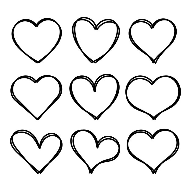 Herz-Doodle-Linien gesetzt