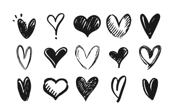 Herz-Droodles-Sammlung von handgezeichneten Herzen für romantisches und Liebesdesign