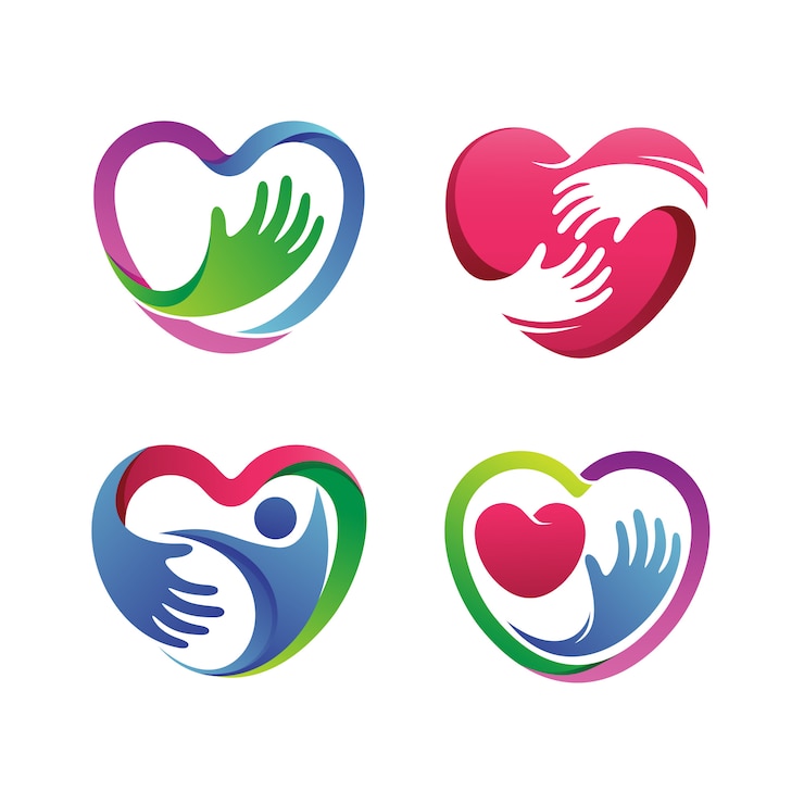 Herz gesundes Set Logo Vector