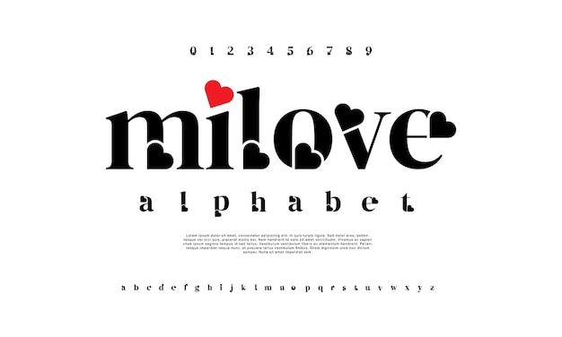 Herz liebe valentinstag schriftart typografie urbane schrift für plakatkarten-einladungsvektor